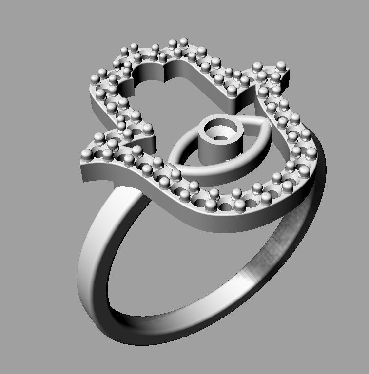 Hamsa Ring 3D print model_15