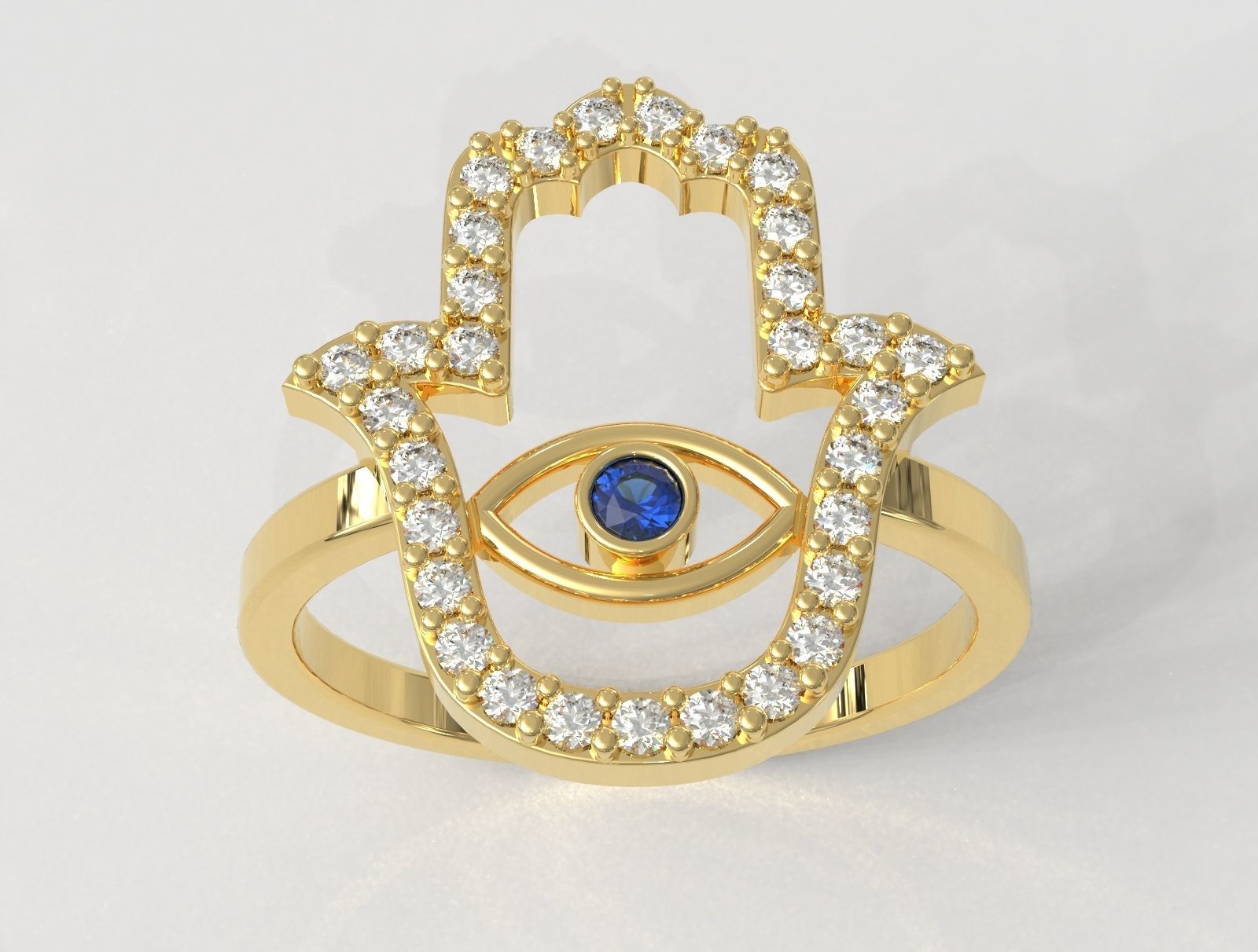 Hamsa Ring 3D print model_2