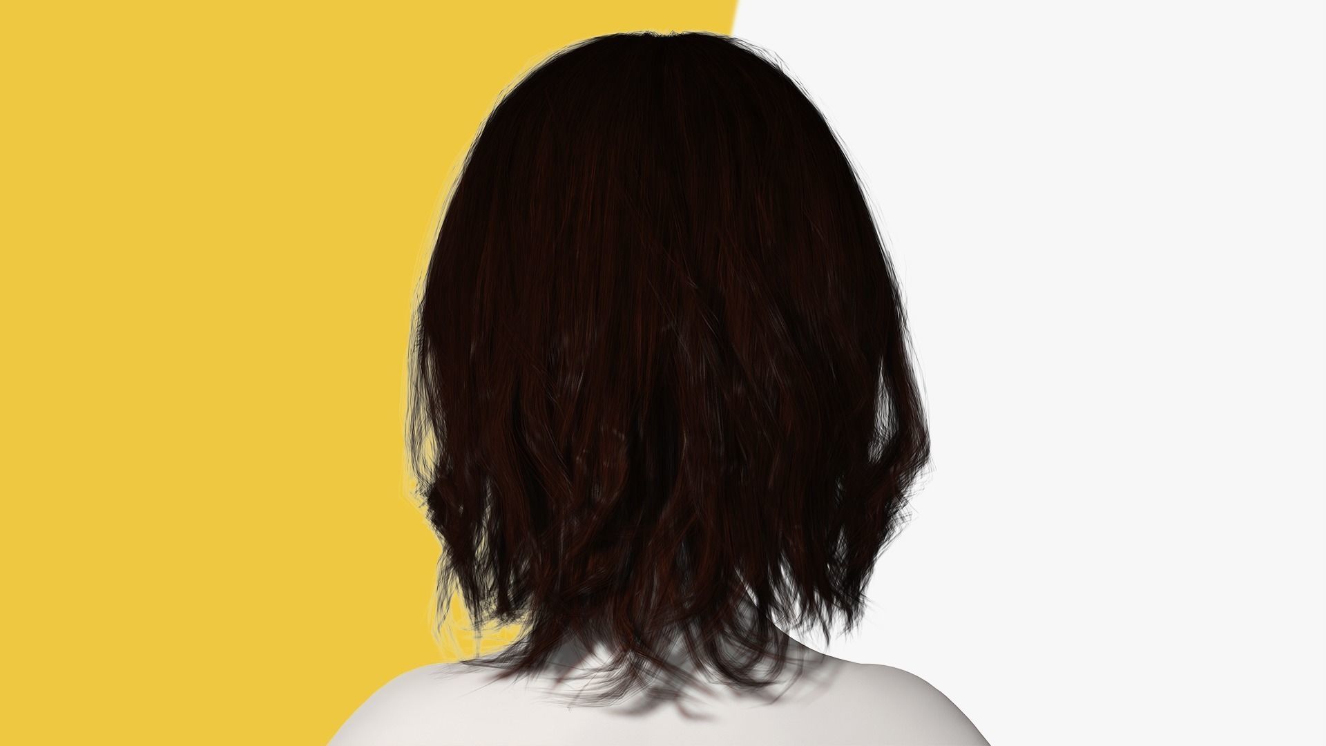 Cute Haircut Female Woman Girl Realistic cartoon hair Low-poly 3D model_7