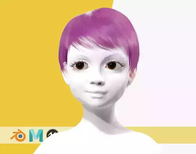 Pink Haircut Female Woman Girl Realistic cartoon hair