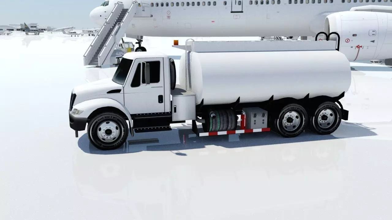 International Airport Fuel Truck 3500 gal Low-poly Low-poly 3D model_0