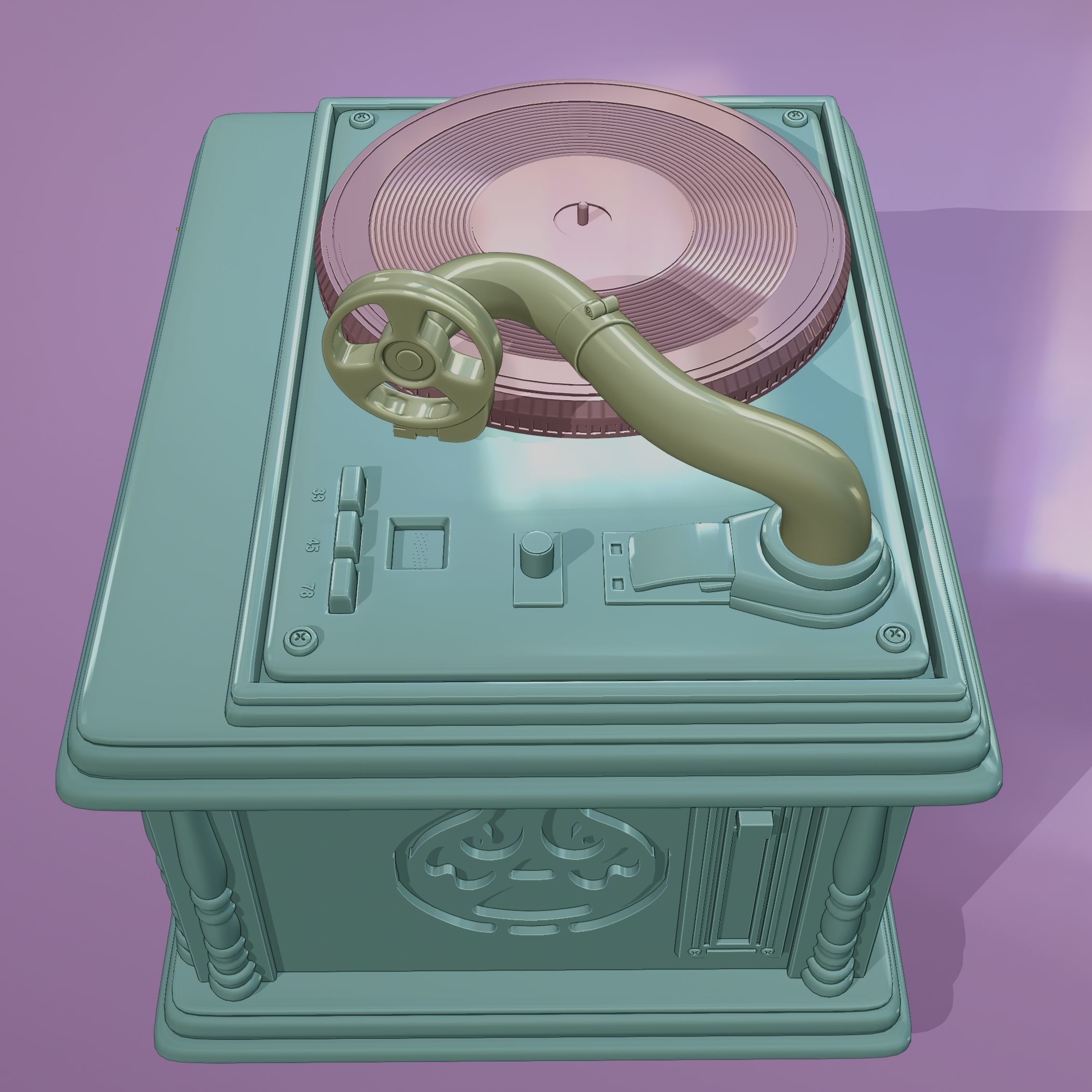 Music center stylized as  retro gramophone 3D model_7