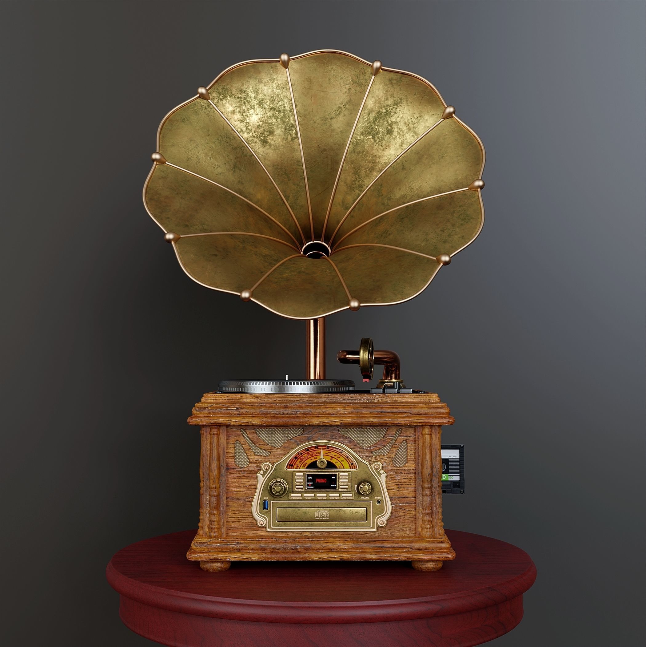 Music center stylized as  retro gramophone 3D model_1