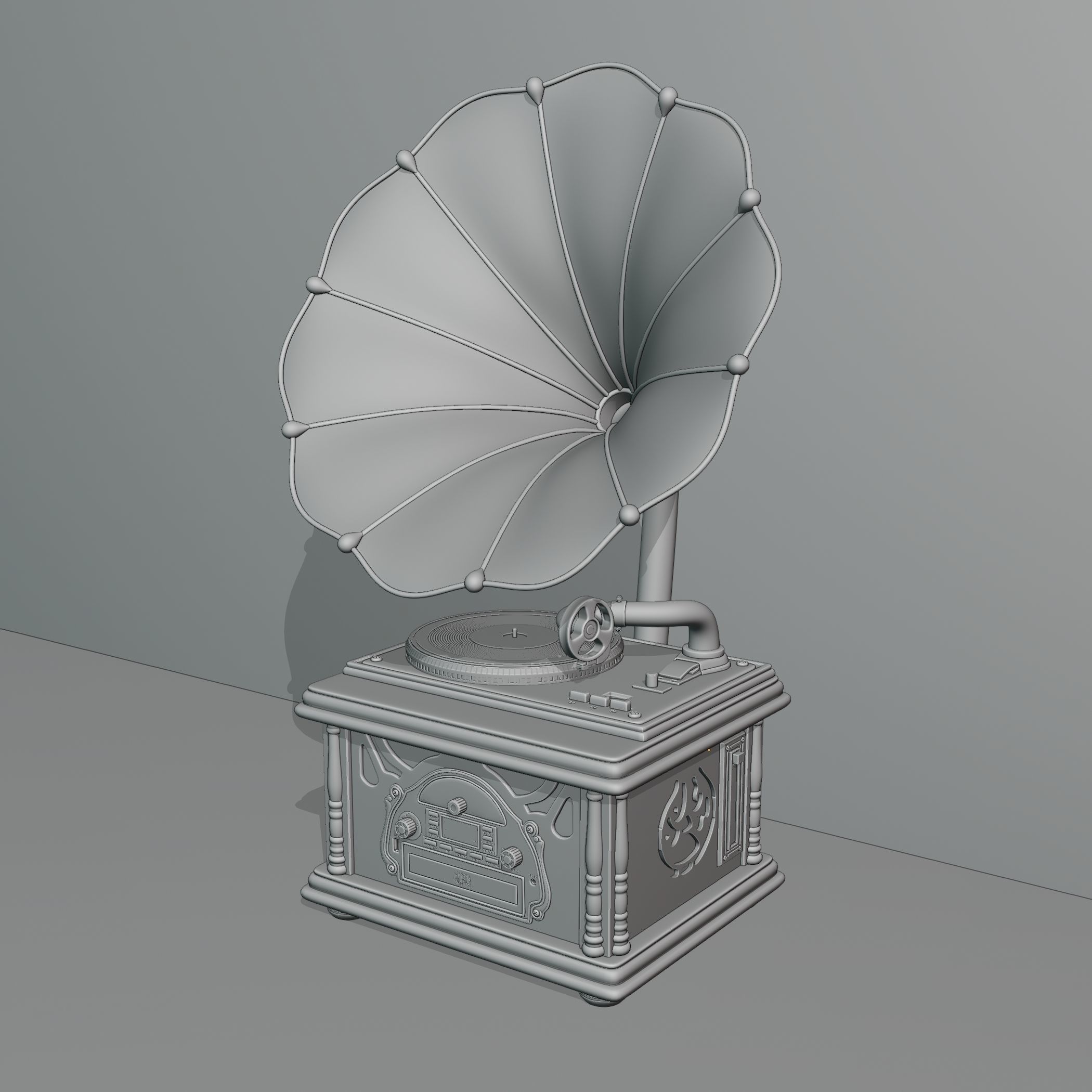 Music center stylized as  retro gramophone 3D model_5