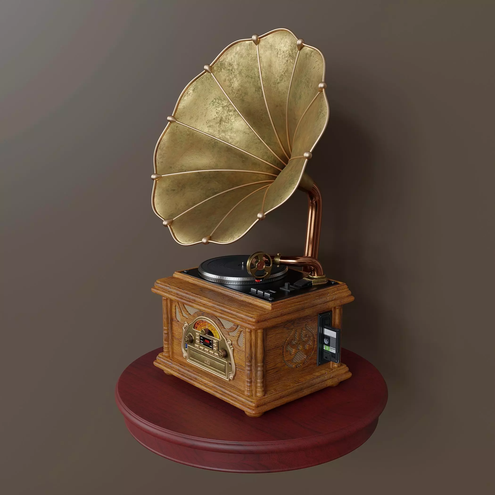 Music center stylized as  retro gramophone 3D model_0
