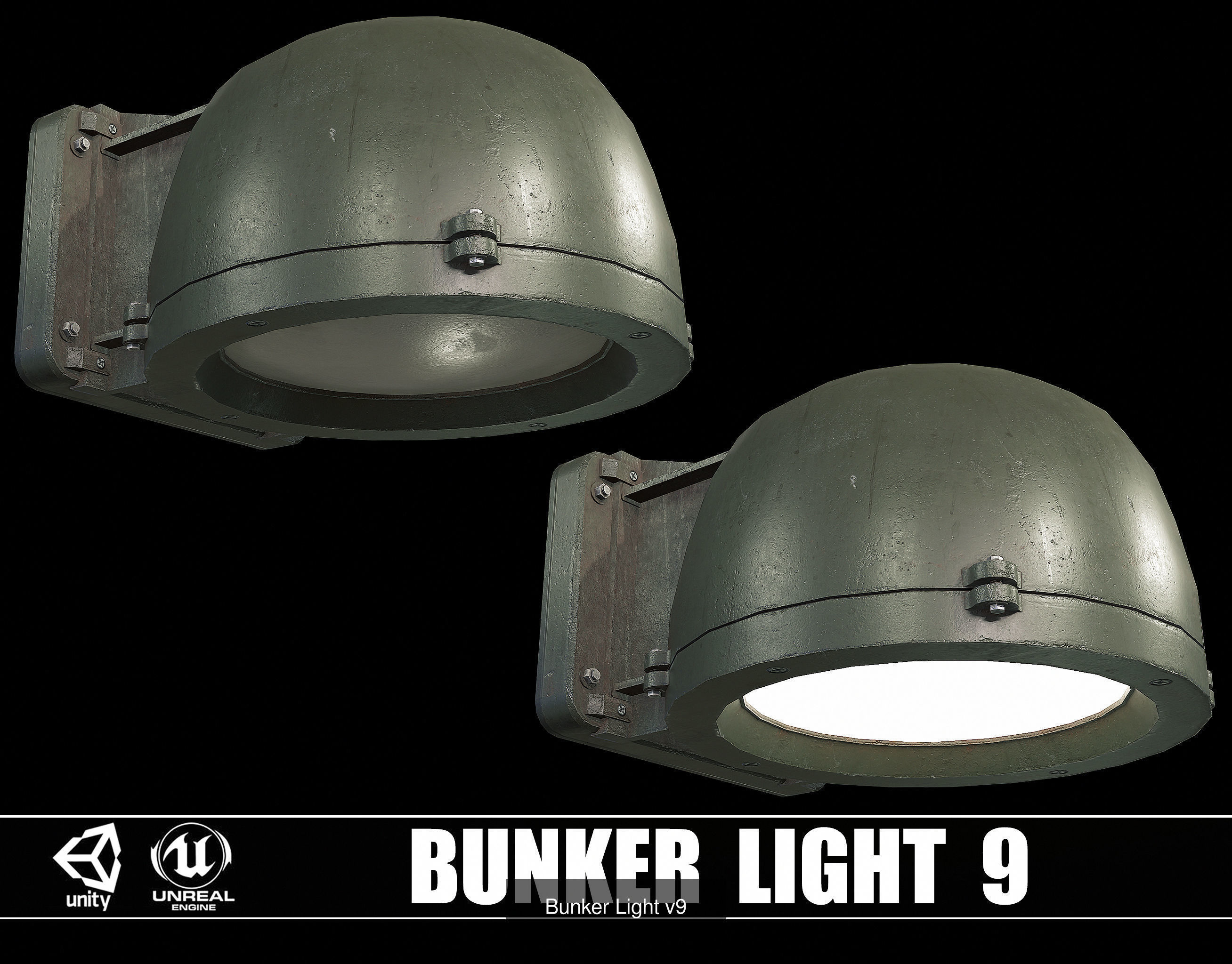 Pack of 9 Bunker Light 3D Model Collection_10