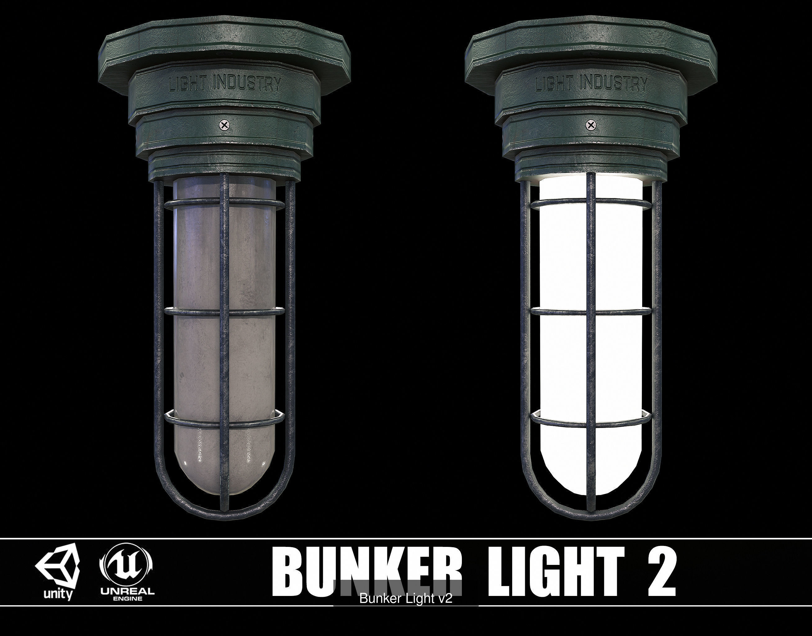Pack of 9 Bunker Light 3D Model Collection_3