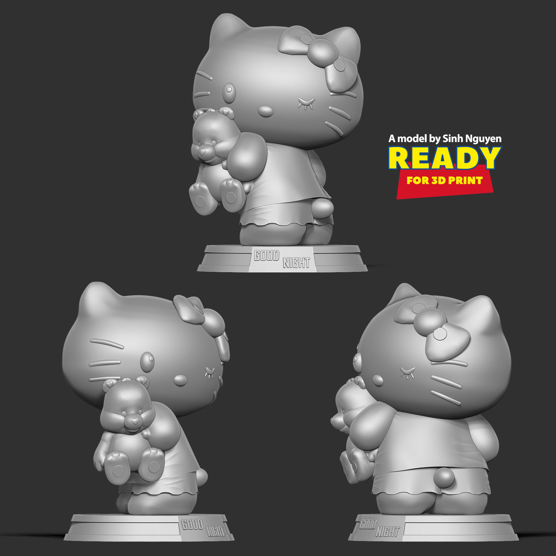 Good night Hello Kitty 3D print model_6