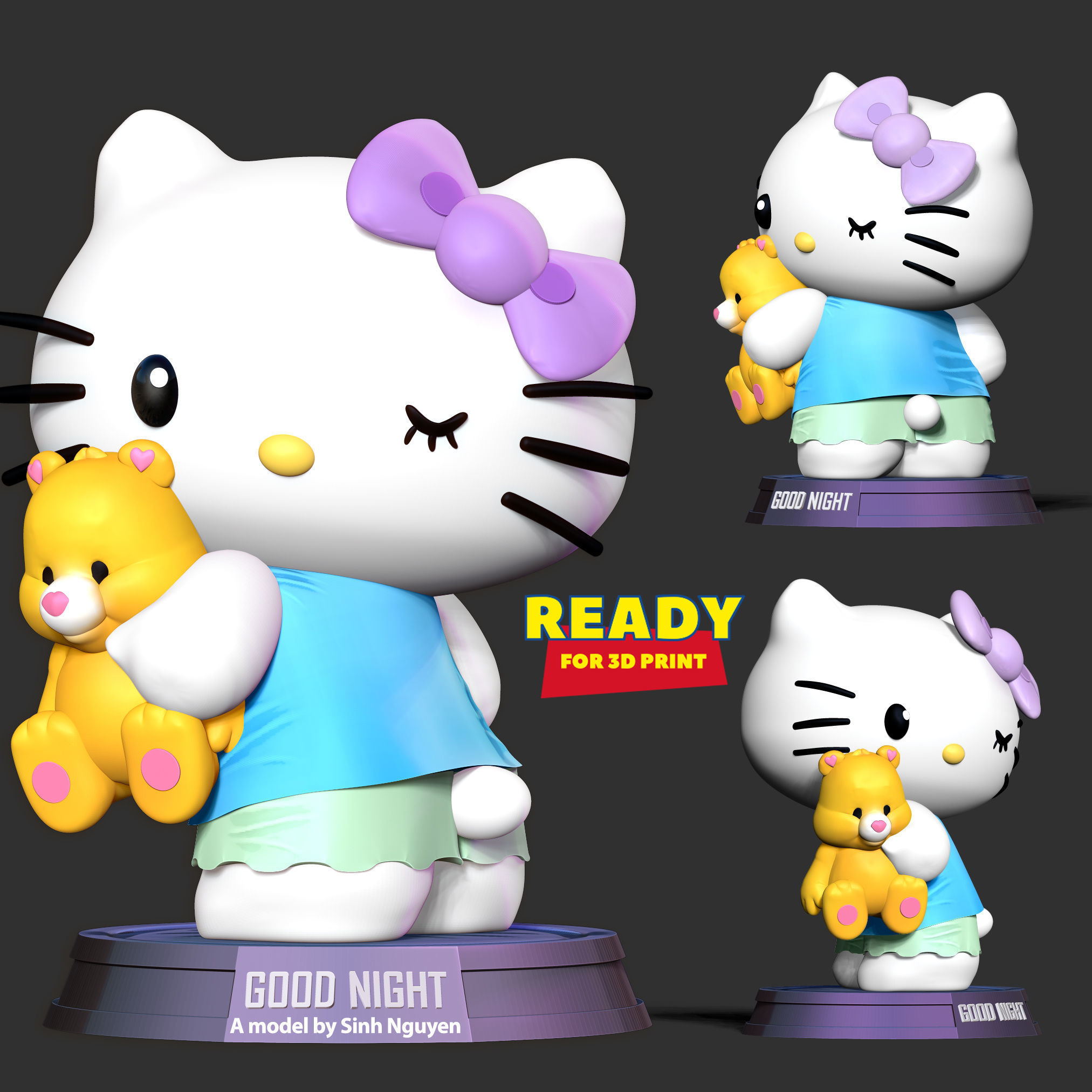 Good night Hello Kitty 3D print model_1