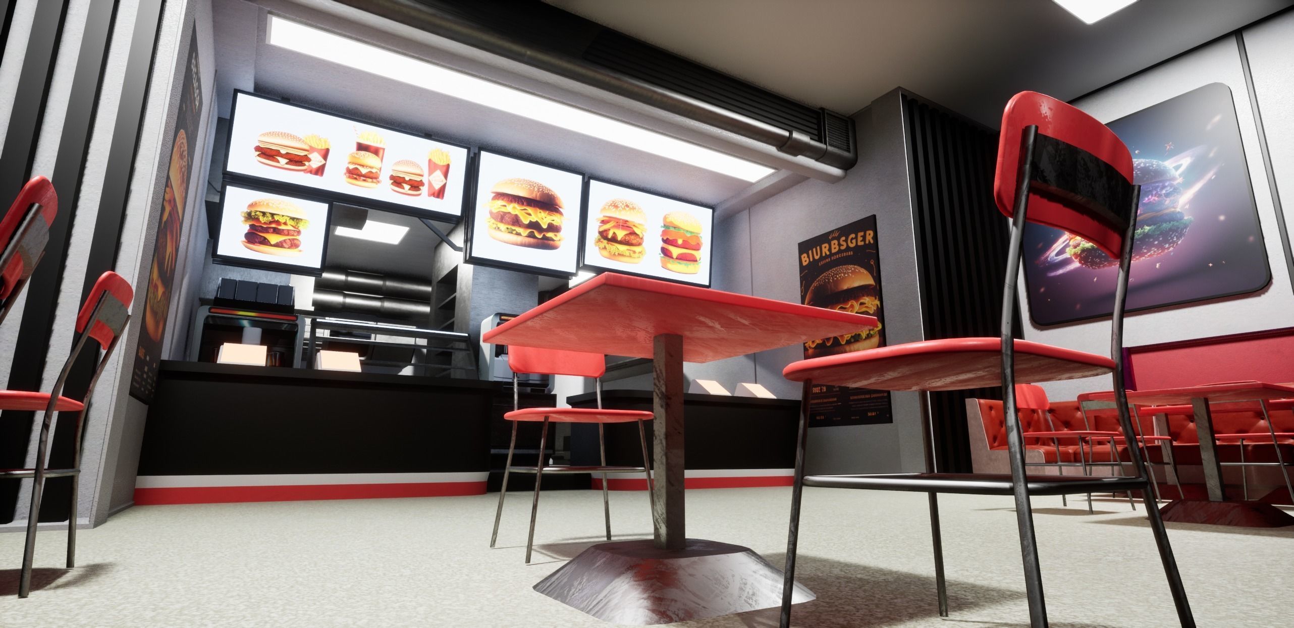 Cyberpunk Burger Restaurant 3D model_17