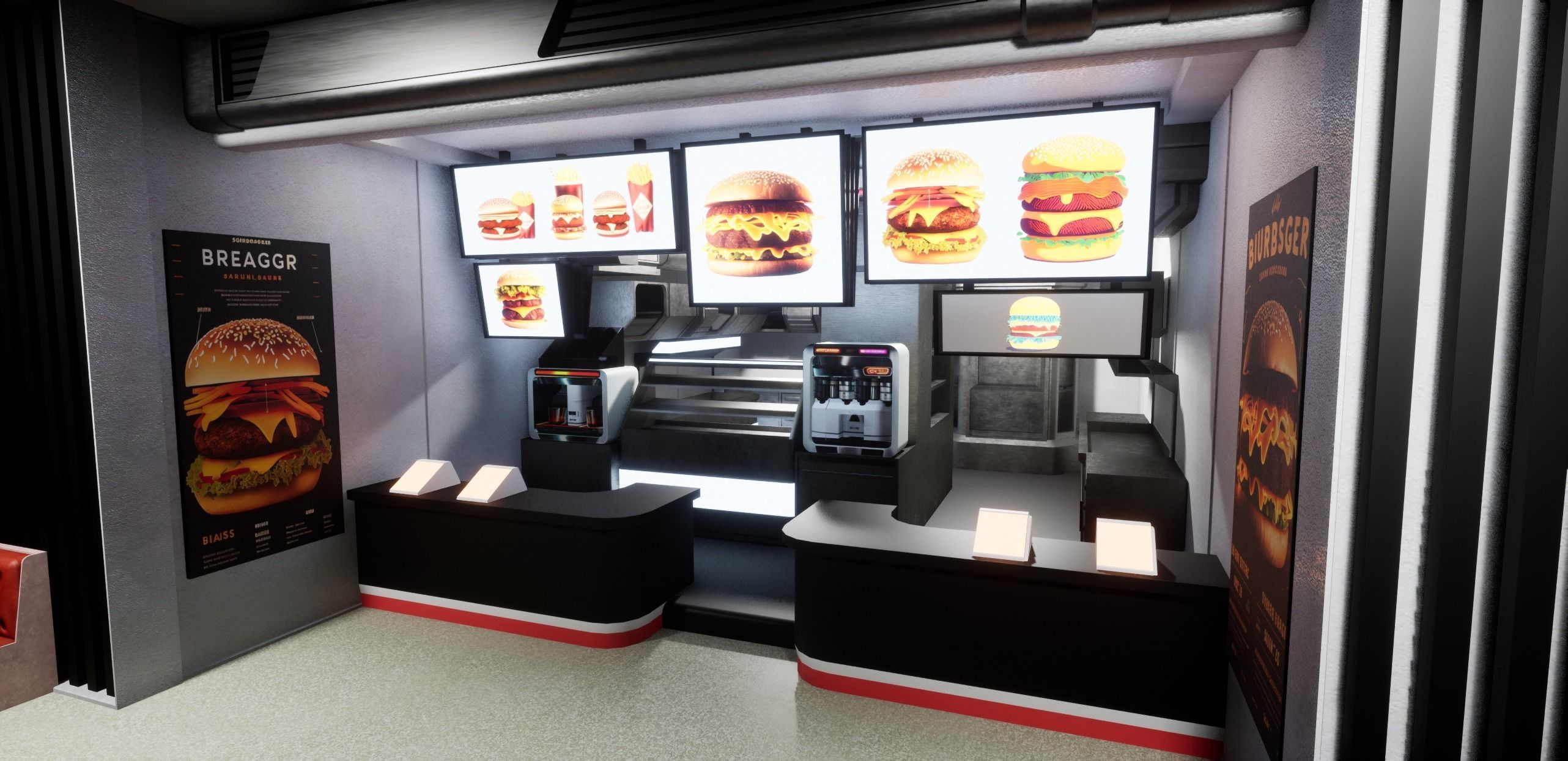 Cyberpunk Burger Restaurant 3D model_14
