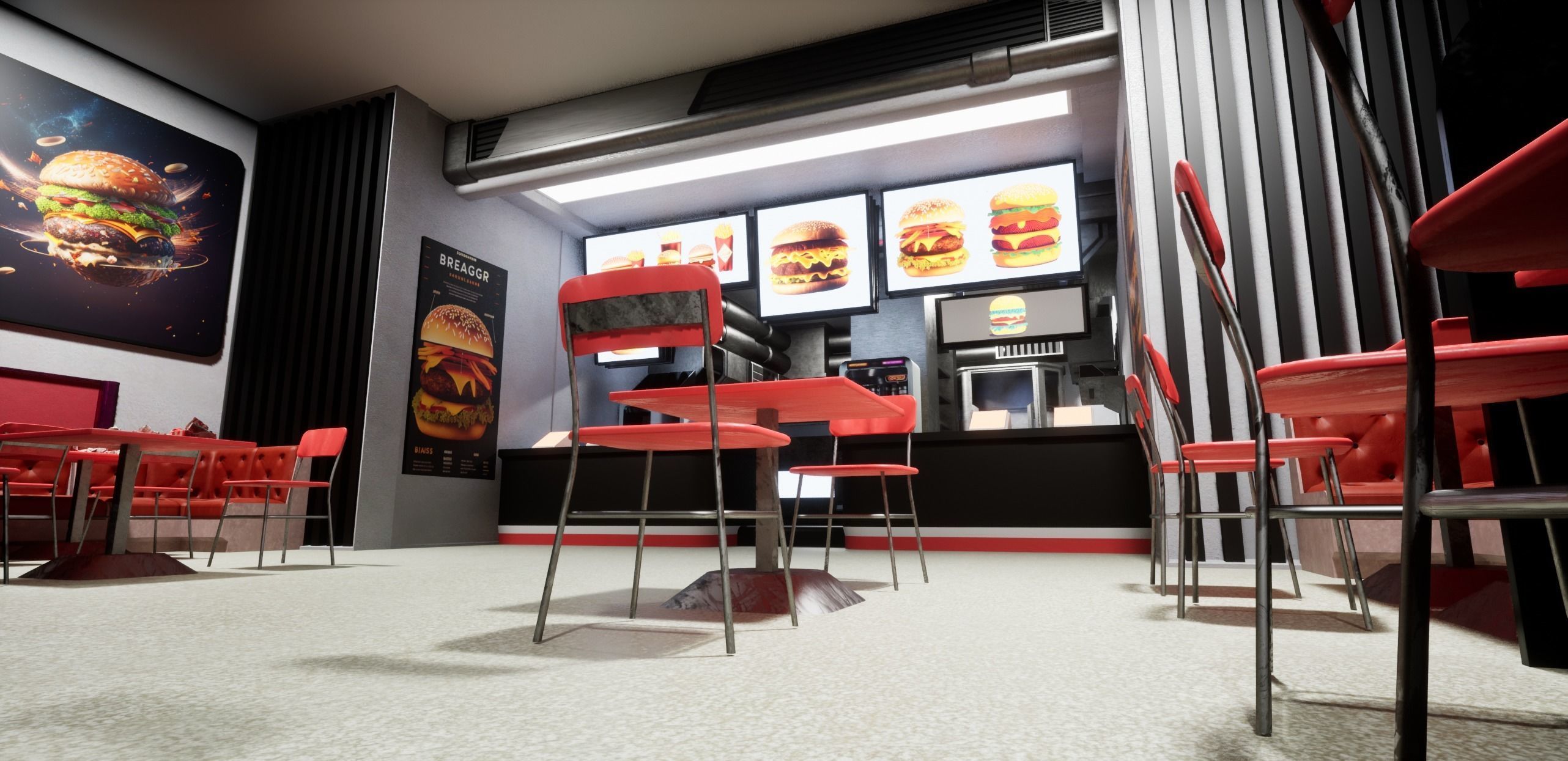 Cyberpunk Burger Restaurant 3D model_15