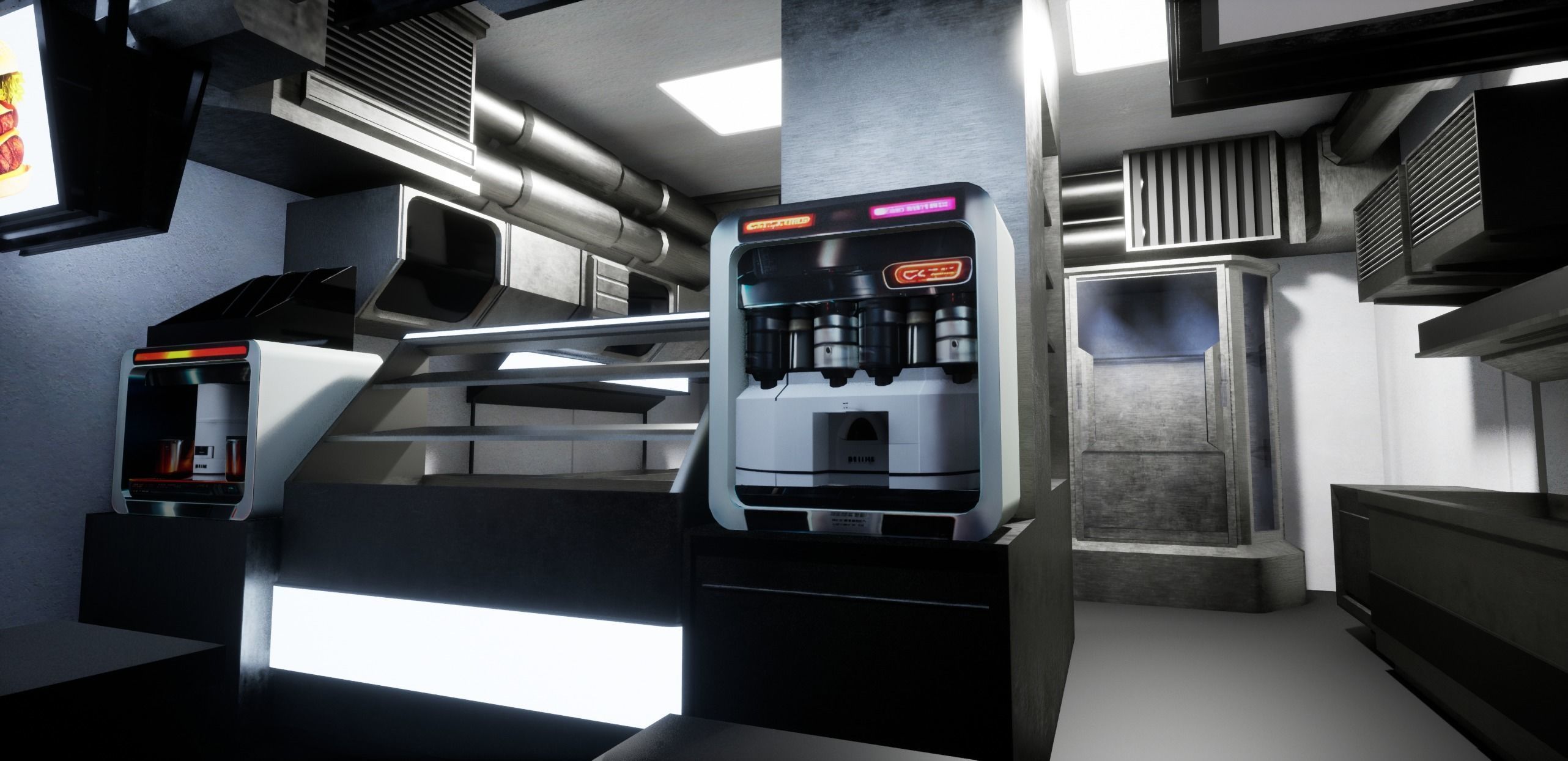 Cyberpunk Burger Restaurant 3D model_16