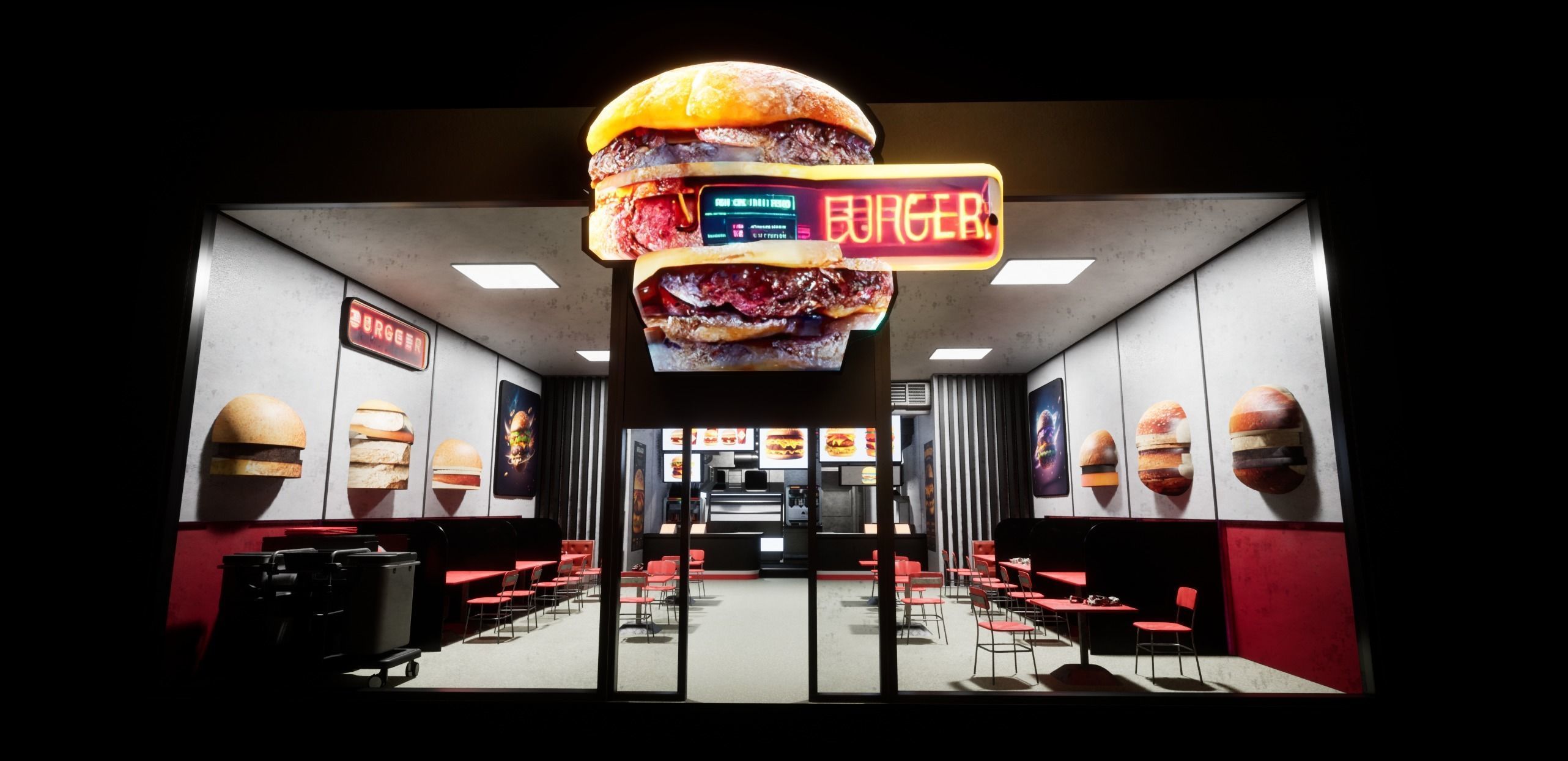 Cyberpunk Burger Restaurant 3D model_2