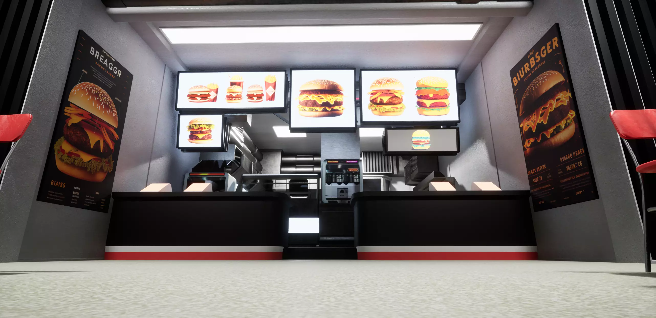 Cyberpunk Burger Restaurant 3D model_0