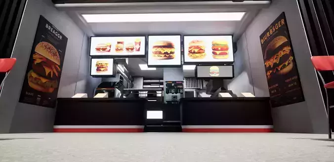 Cyberpunk Burger Restaurant 3D model