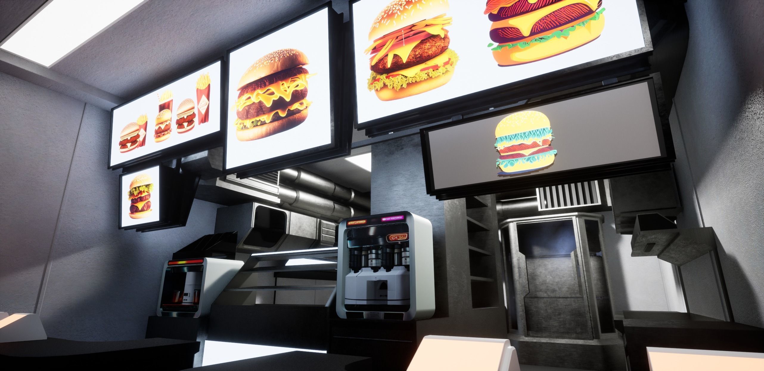 Cyberpunk Burger Restaurant 3D model_18