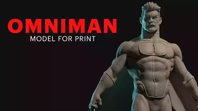 Omniman statue of superhero