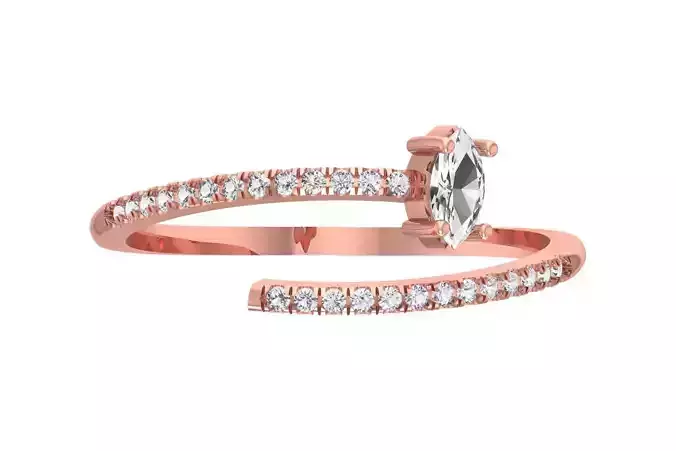 Solitaire Open End Light Weight Marquise stone Band Ring