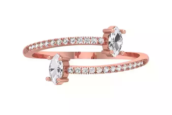 Solitaire Open End Light Weight Marquise stone Band Ring