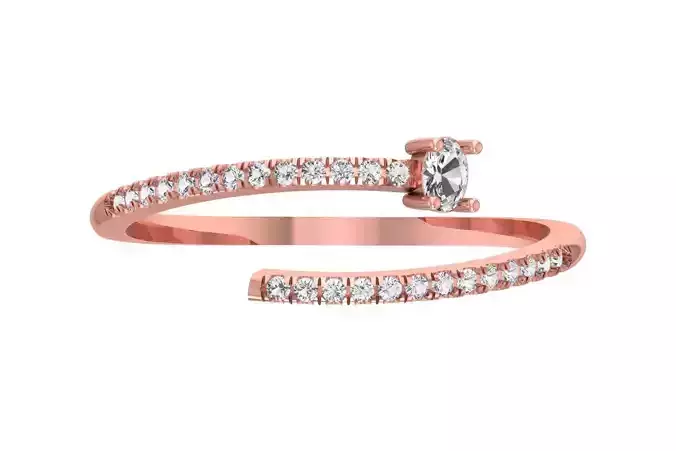 Solitaire Open End Light Weight Oval Stone Band Ring