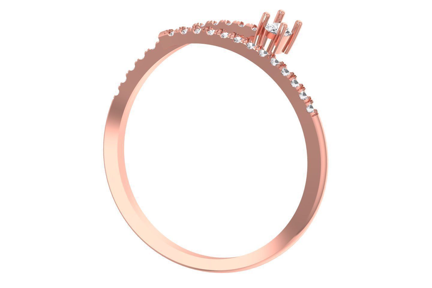 Solitaire Open End Light Weight Oval Stone Band Ring 3D print model_2