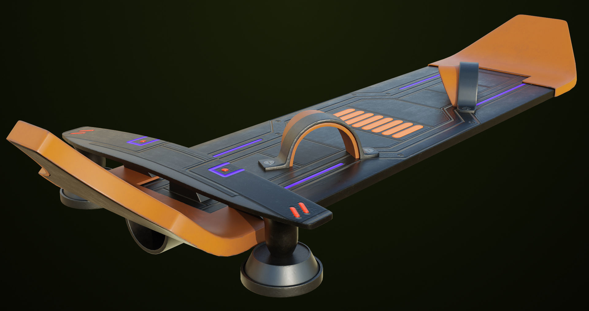 Sci Fi Hoverboard 8 All PBR Unity UE Textures Included Low-poly 3D model_17