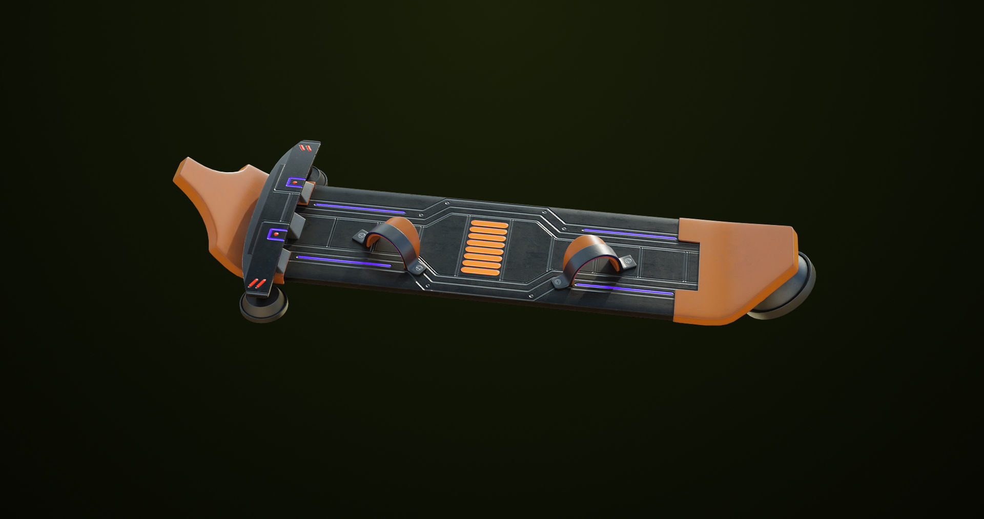 Sci Fi Hoverboard 8 All PBR Unity UE Textures Included Low-poly 3D model_12
