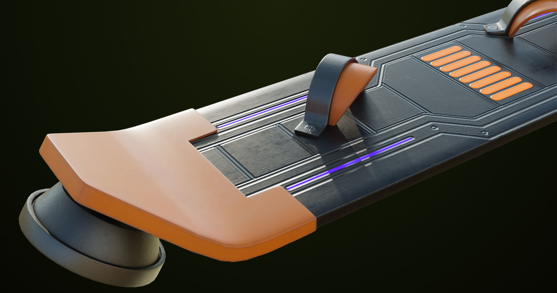 Sci Fi Hoverboard 8 All PBR Unity UE Textures Included Low-poly 3D model_9