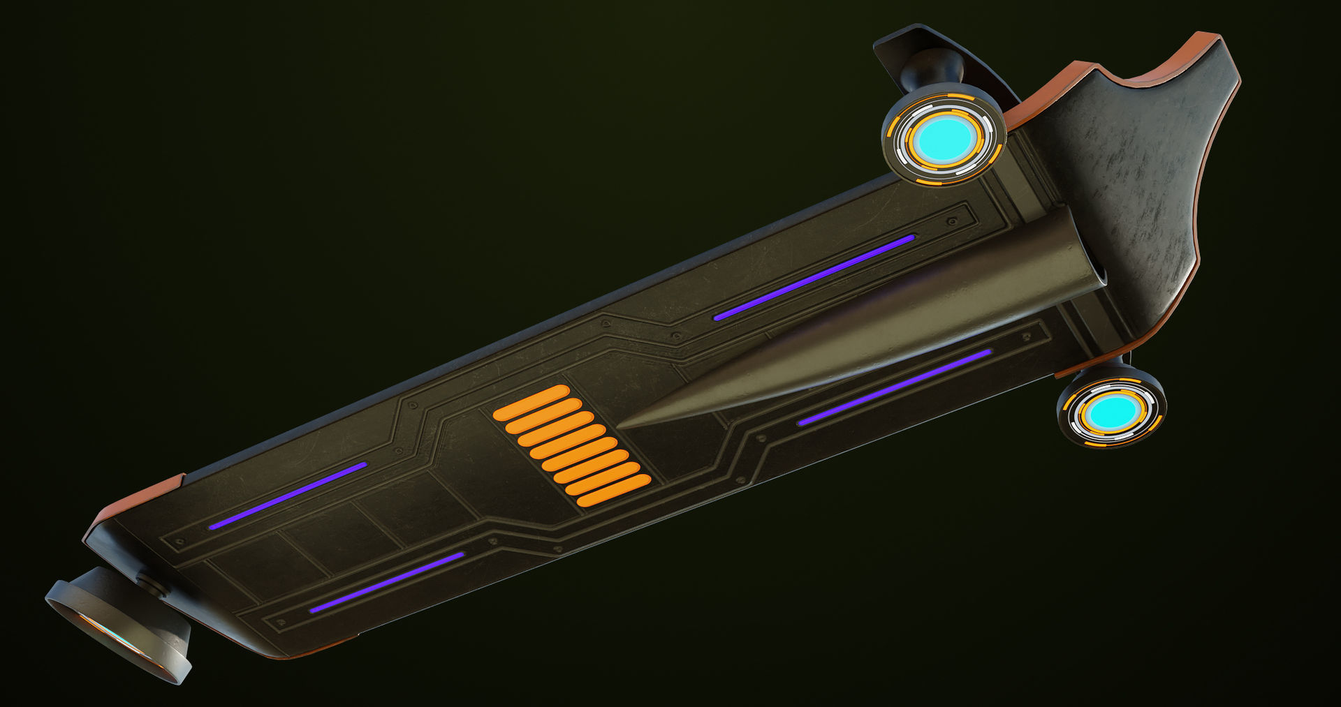 Sci Fi Hoverboard 8 All PBR Unity UE Textures Included Low-poly 3D model_16