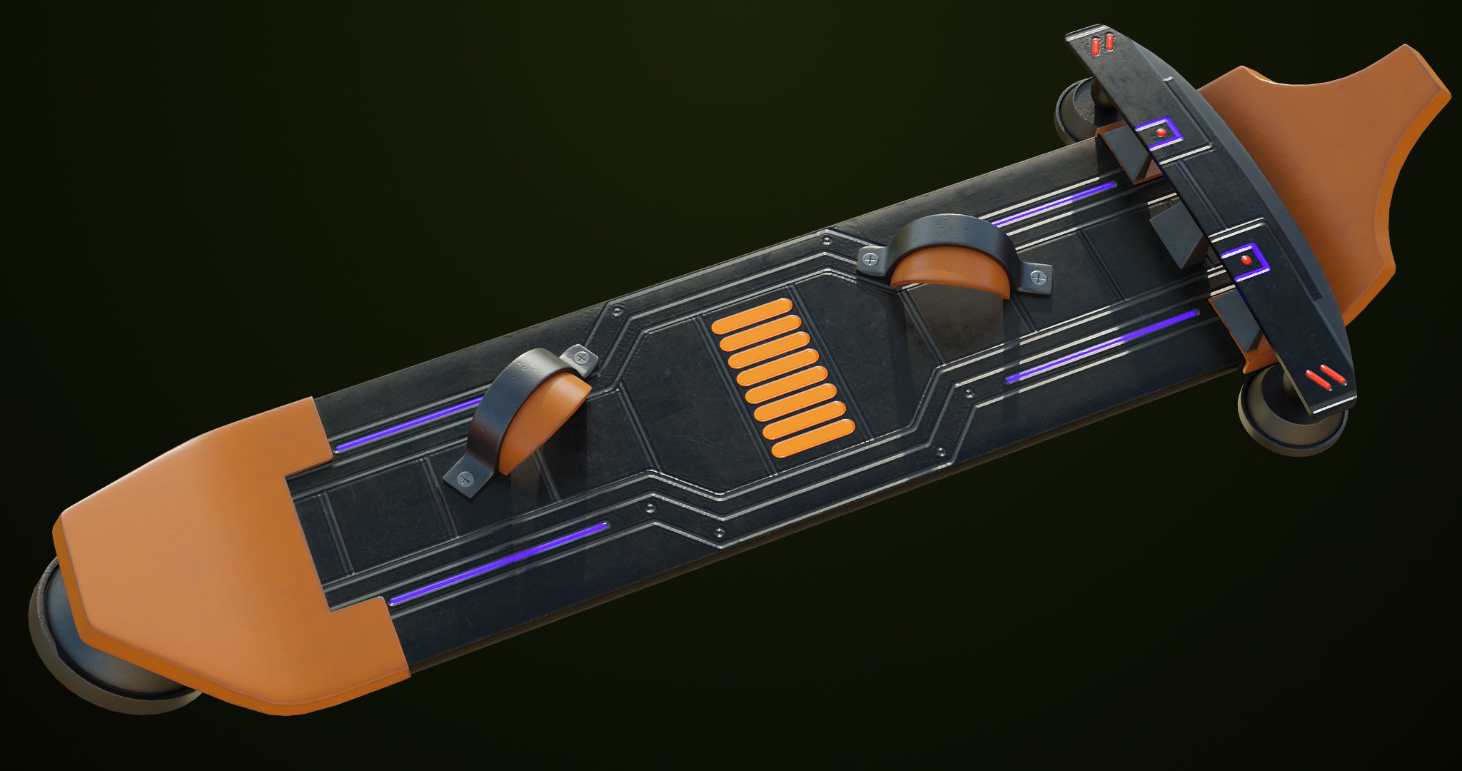 Sci Fi Hoverboard 8 All PBR Unity UE Textures Included Low-poly 3D model_1