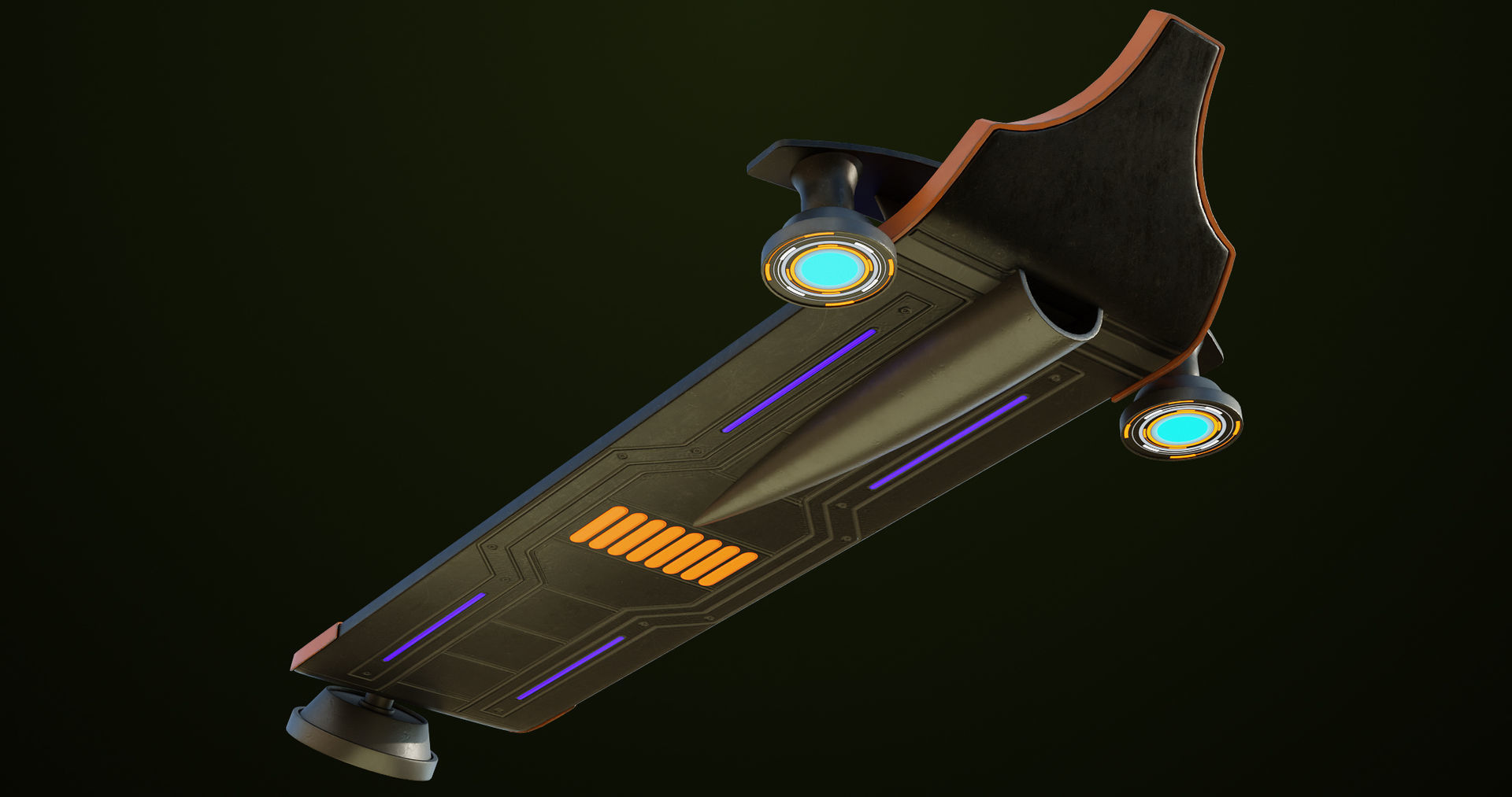 Sci Fi Hoverboard 8 All PBR Unity UE Textures Included Low-poly 3D model_13