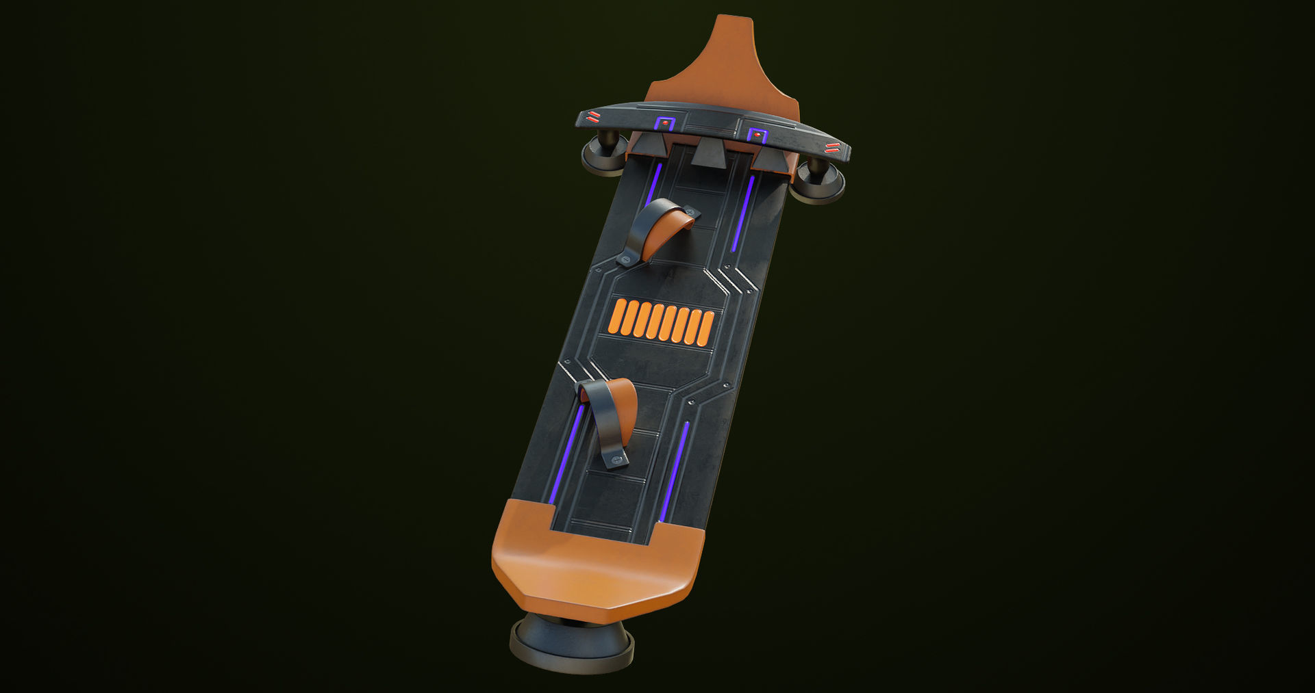 Sci Fi Hoverboard 8 All PBR Unity UE Textures Included Low-poly 3D model_6