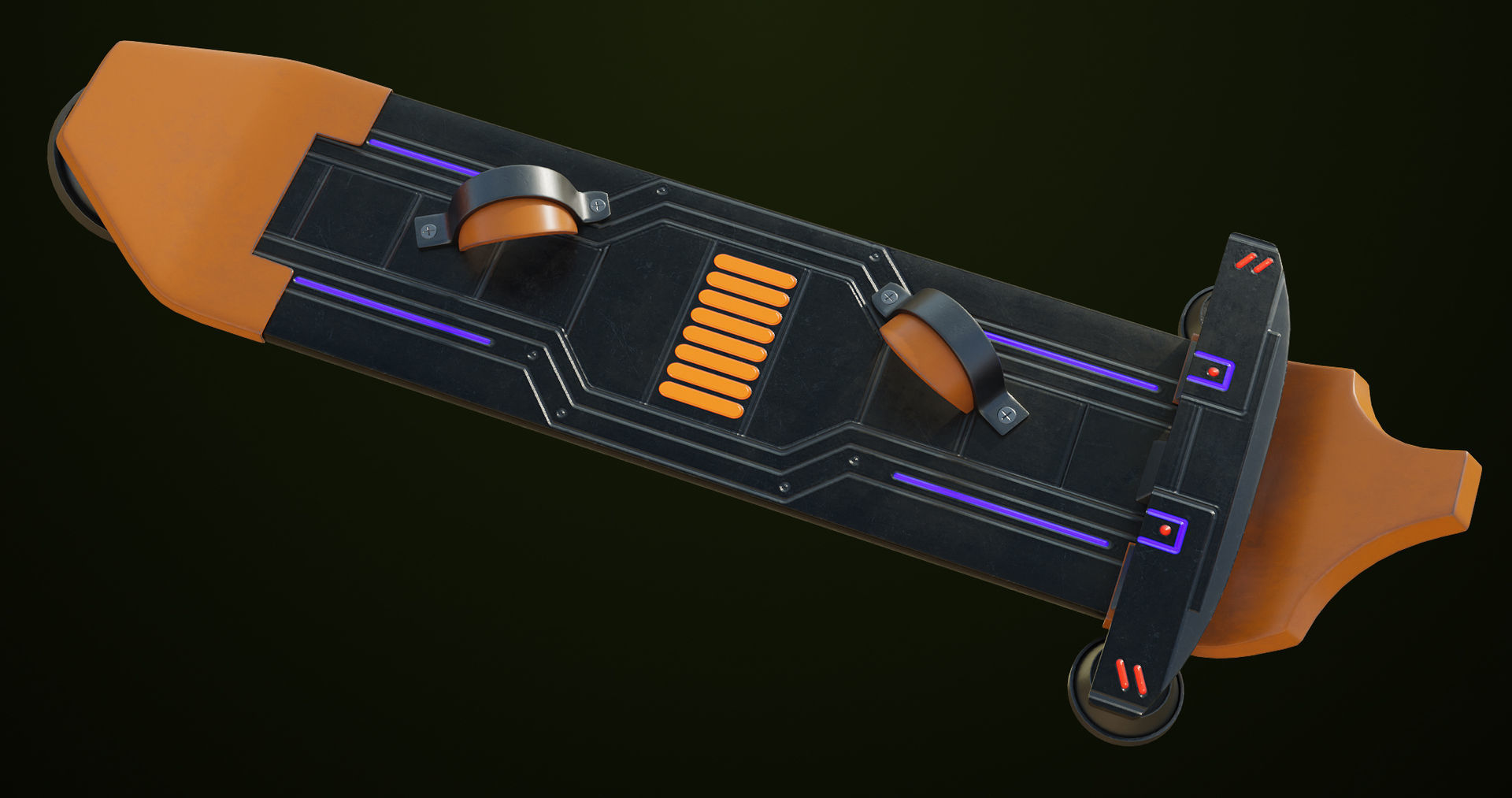 Sci Fi Hoverboard 8 All PBR Unity UE Textures Included Low-poly 3D model_2