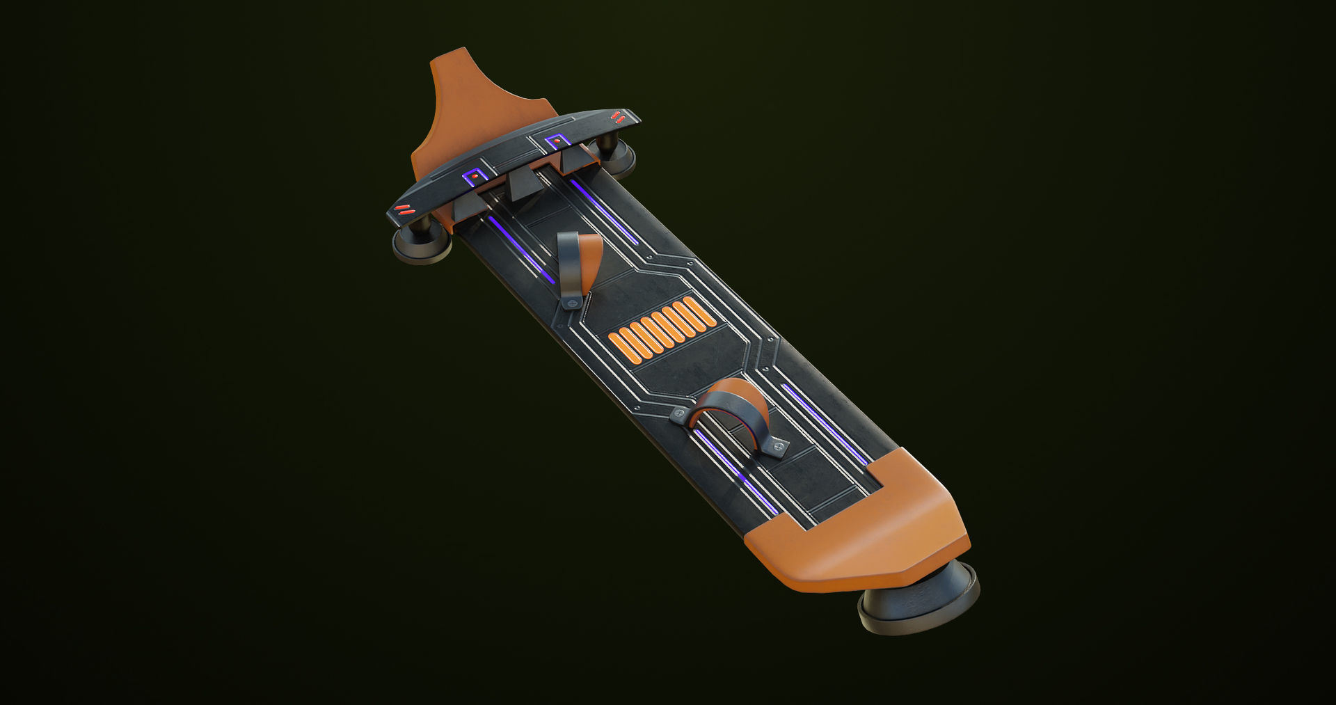 Sci Fi Hoverboard 8 All PBR Unity UE Textures Included Low-poly 3D model_11