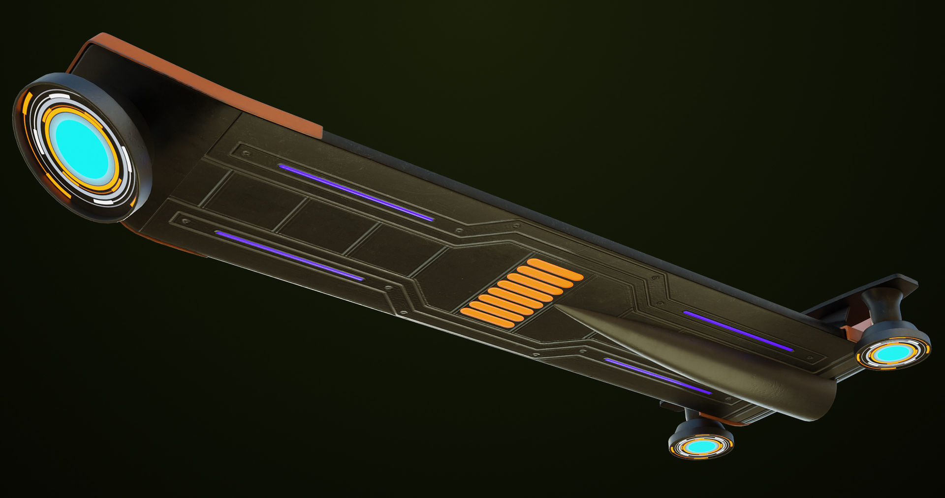 Sci Fi Hoverboard 8 All PBR Unity UE Textures Included Low-poly 3D model_8
