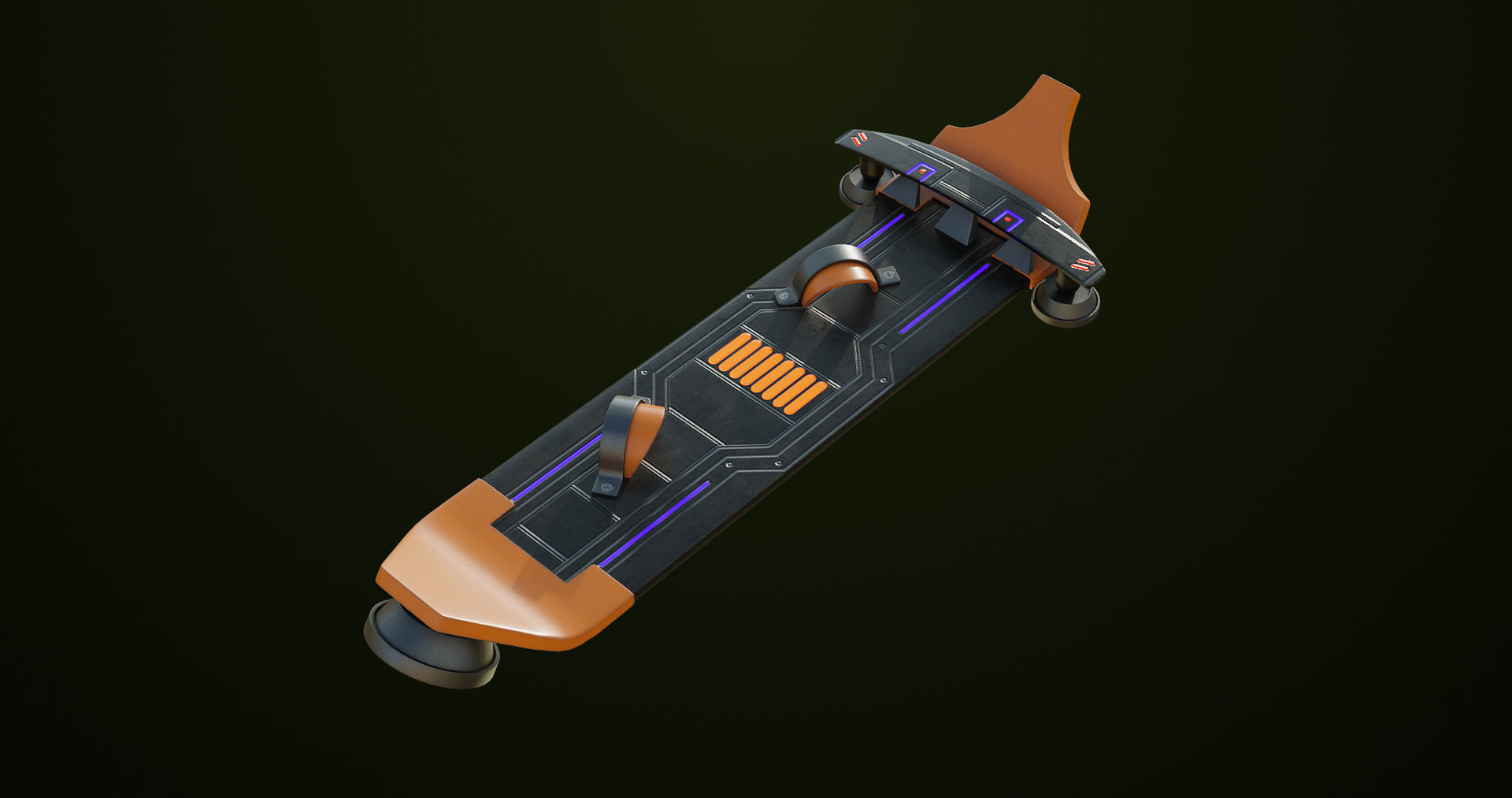 Sci Fi Hoverboard 8 All PBR Unity UE Textures Included Low-poly 3D model_7