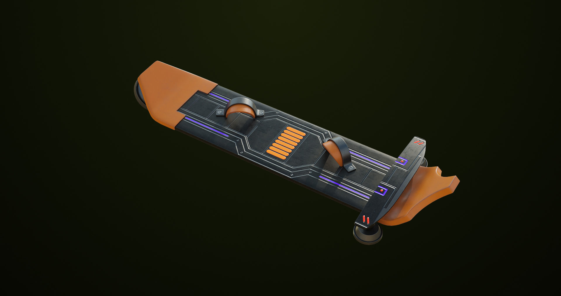 Sci Fi Hoverboard 8 All PBR Unity UE Textures Included Low-poly 3D model_10