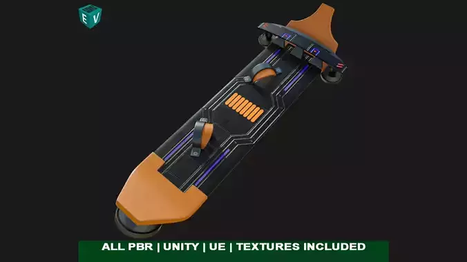 Sci Fi Hoverboard 8 All PBR Unity UE Textures Included Low-poly 3D model