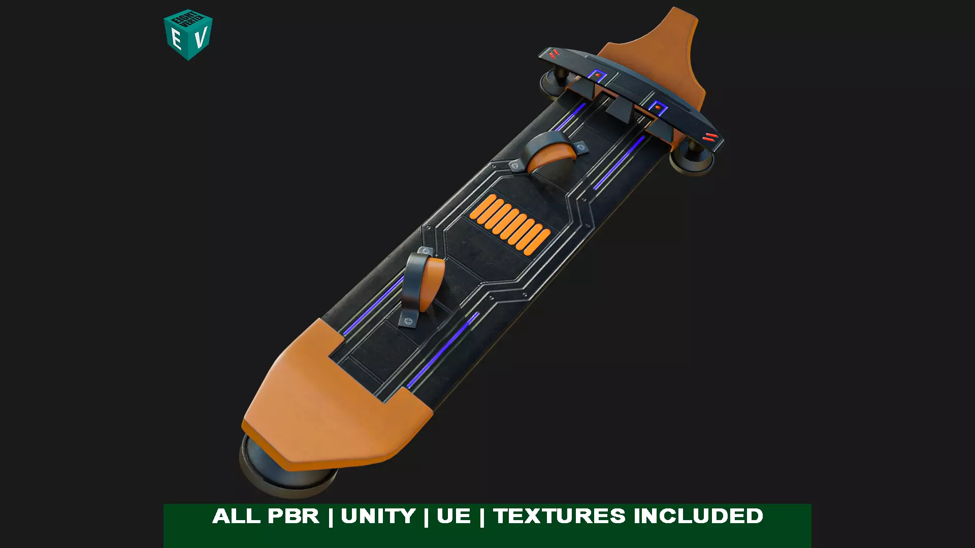 Sci Fi Hoverboard 8 All PBR Unity UE Textures Included Low-poly 3D model_0