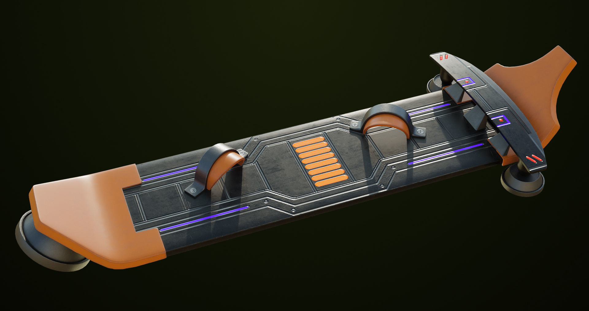 Sci Fi Hoverboard 8 All PBR Unity UE Textures Included Low-poly 3D model_4