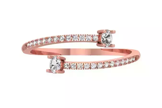 Solitaire Open End Light Weight Oval Stone Band Ring