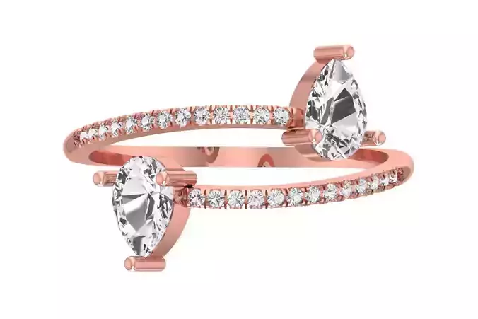 Solitaire Open End Light Weight Pear Stone Band Ring