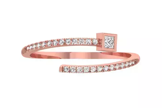 Solitaire Open End Light Weight Princess Stone Band Ring