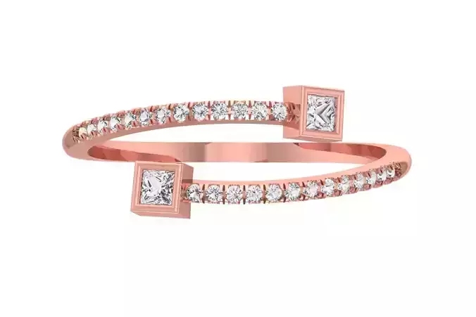 Solitaire Open End Light Weight Princess Stone Band Ring