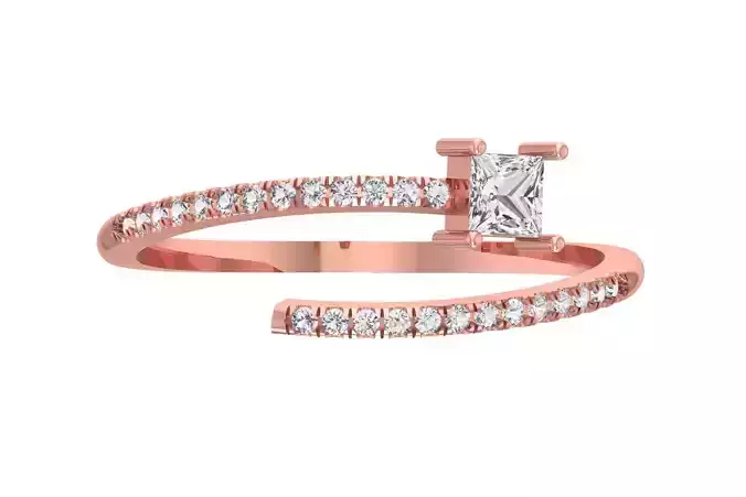 Solitaire Open End Light Weight Princess Stone Band Ring