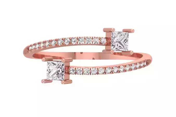 Solitaire Open End Light Weight Princess Stone Band Ring