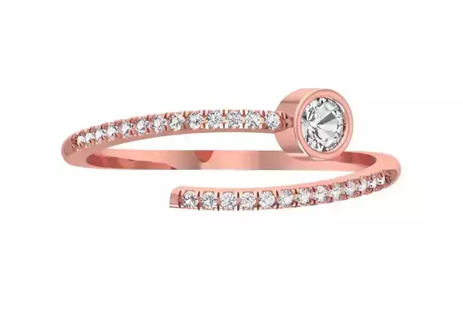 Solitaire Open End Light Weight Round Stone Band Ring