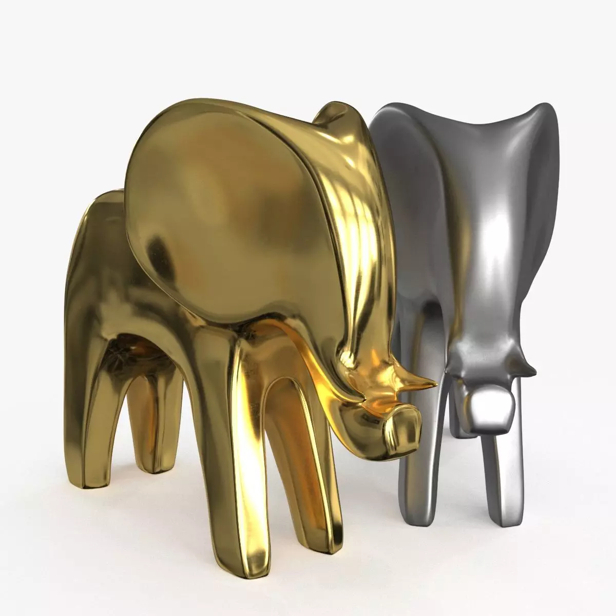 Elephant Figurines Statuette Low-poly 3D model_0
