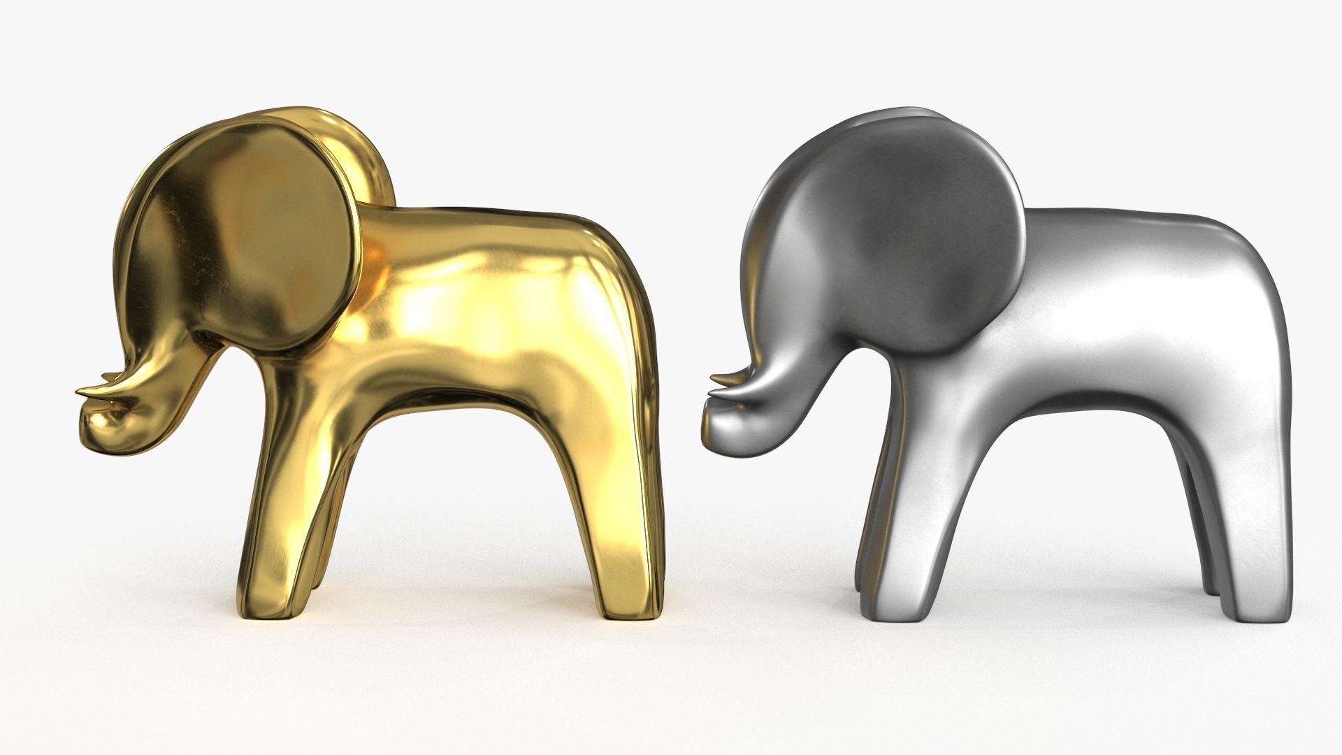 Elephant Figurines Statuette Low-poly 3D model_13